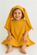 Detské mušelínové pončo New Baby Feeling modrá 80 cm – Obrázok 3