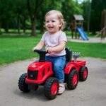 Detské odrážadlo traktor s vlečkou a náradim Baby Mix Benny červený – Obrázok 5