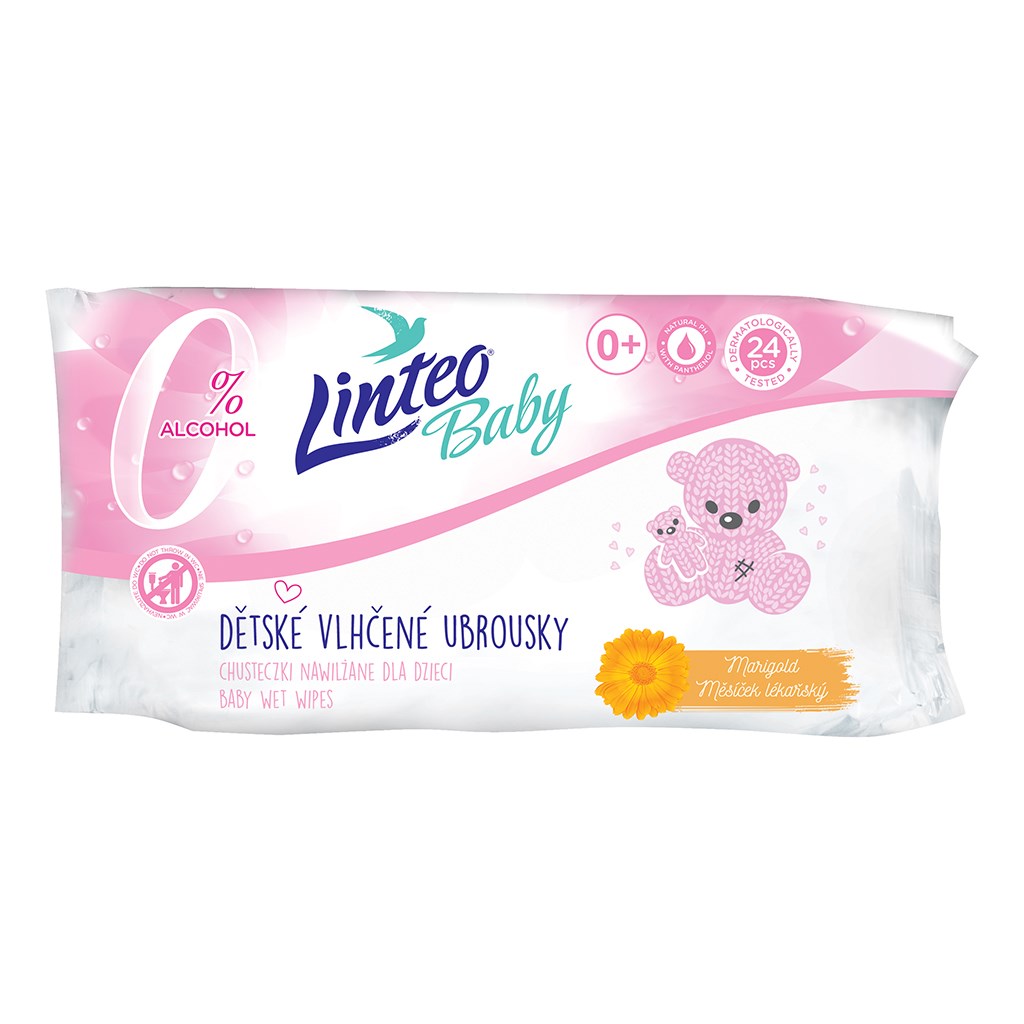 Detske-vlhcene-obrusky-Linteo-Baby-24ks Detské vlhčené obrúsky Linteo Baby 24ks – Obrázok 1