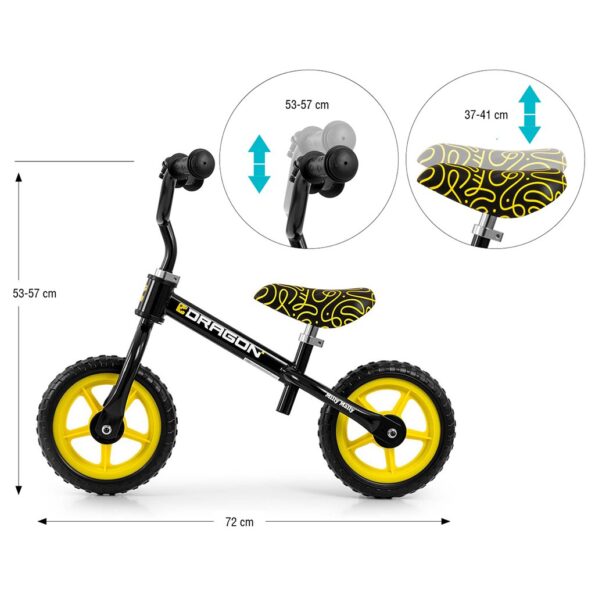 Detský balančný bicykel Milly Mally Dragon black – Obrázok 4