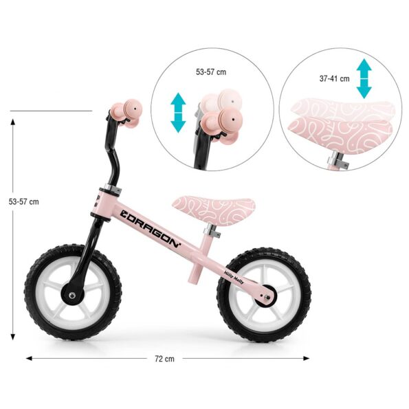 Detský balančný bicykel Milly Mally Dragon pink – Obrázok 5