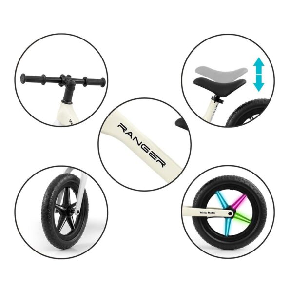 Detský balančný bicykel Milly Mally Ranger Flash White – Obrázok 9