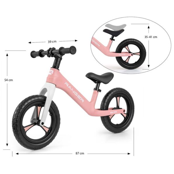 Detský balančný bicykel Milly Mally Ranger Pink – Obrázok 5