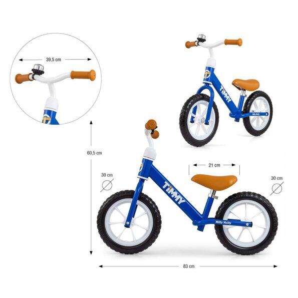 Detský balančný bicykel Milly Mally Timmy Navy – Obrázok 5