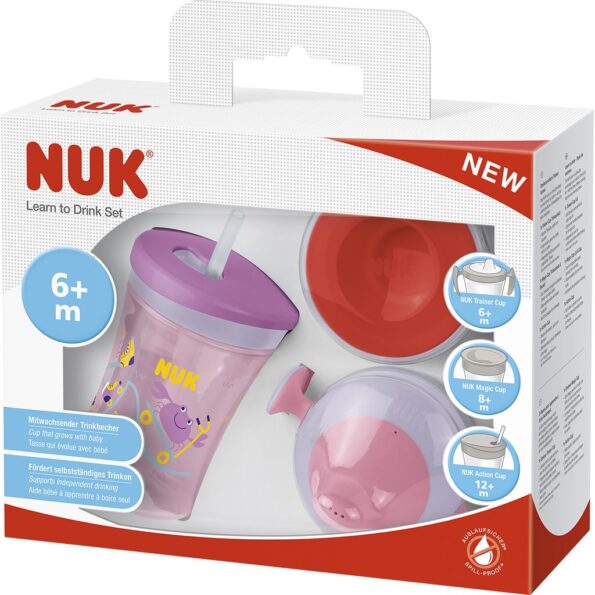 Detský hrnček NUK LEARN TO DRINK SET girl – Obrázok 2