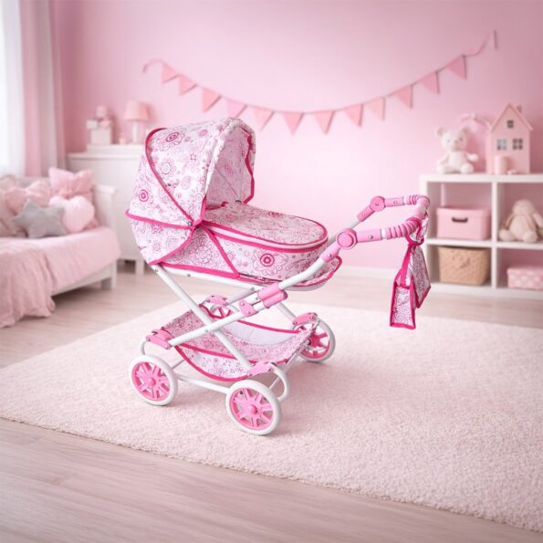 Detský kočík pre bábiky 2v1 New Baby Monika Flowers – Obrázok 2