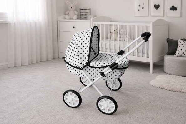 Detský kočík pre bábiky New Baby Anička dots – Obrázok 3