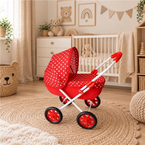 Detský kočík pre bábiky New Baby Anička red – Obrázok 3