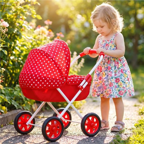 Detsky-kocik-pre-babiky-New-Baby-Anicka-red Detský kočík pre bábiky New Baby Anička red – Obrázok 1