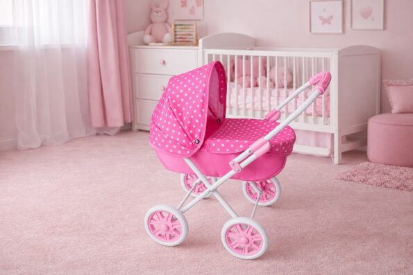 Detský kočík pre bábiky New Baby Anička ružový – Obrázok 3