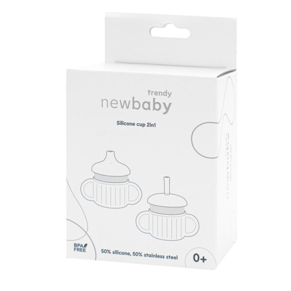 Detský silikónový hrnček 2v1 New Baby béžový – Obrázok 4