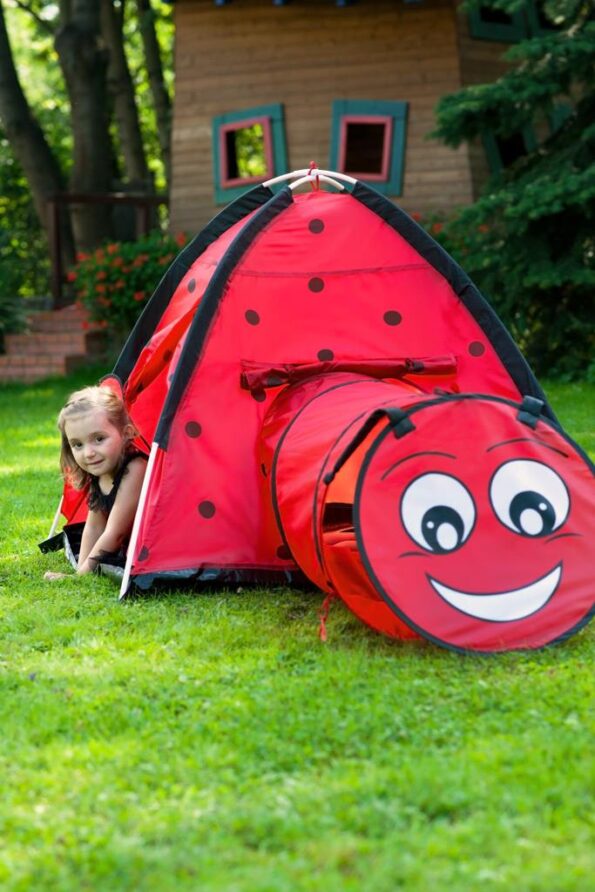 Detský stan Baby Mix Lienka s tunelom červený – Obrázok 11