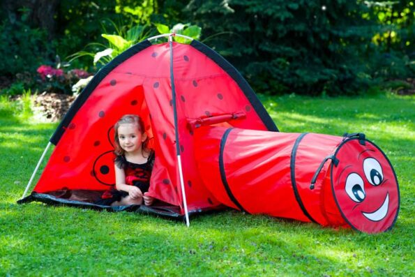 Detský stan Baby Mix Lienka s tunelom červený – Obrázok 4