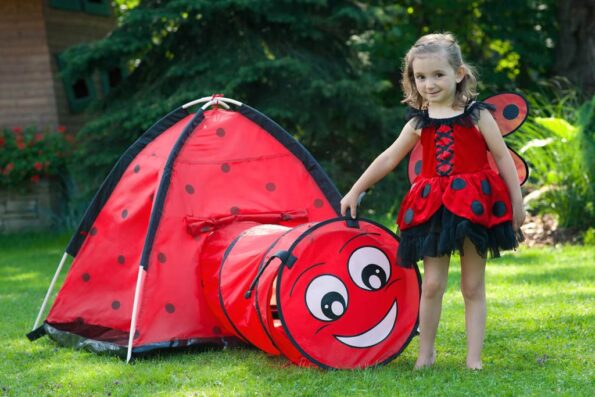 Detský stan Baby Mix Lienka s tunelom červený – Obrázok 6