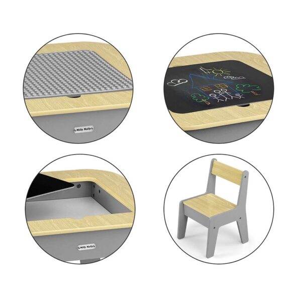 Detský stôl a stolička Milly Mally Olaf Blocks Dark Grey – Obrázok 9