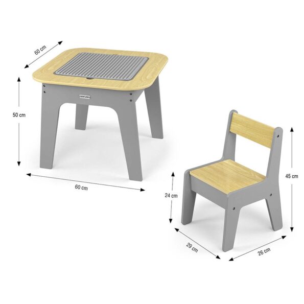 Detský stôl a stolička Milly Mally Olaf Blocks Dark Grey – Obrázok 10