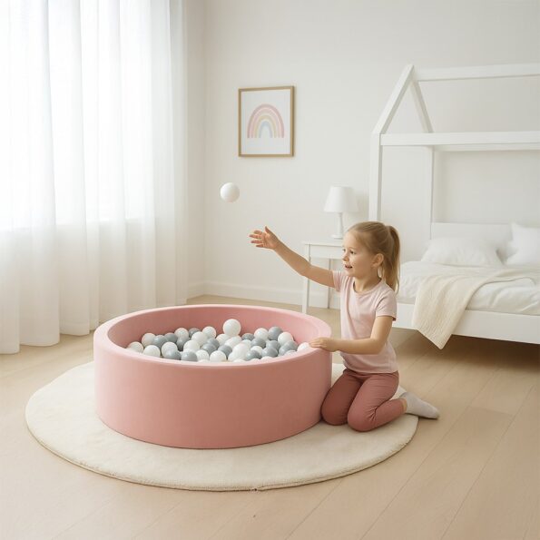Detský suchý bazén s loptičkami New Baby ružová – Obrázok 3