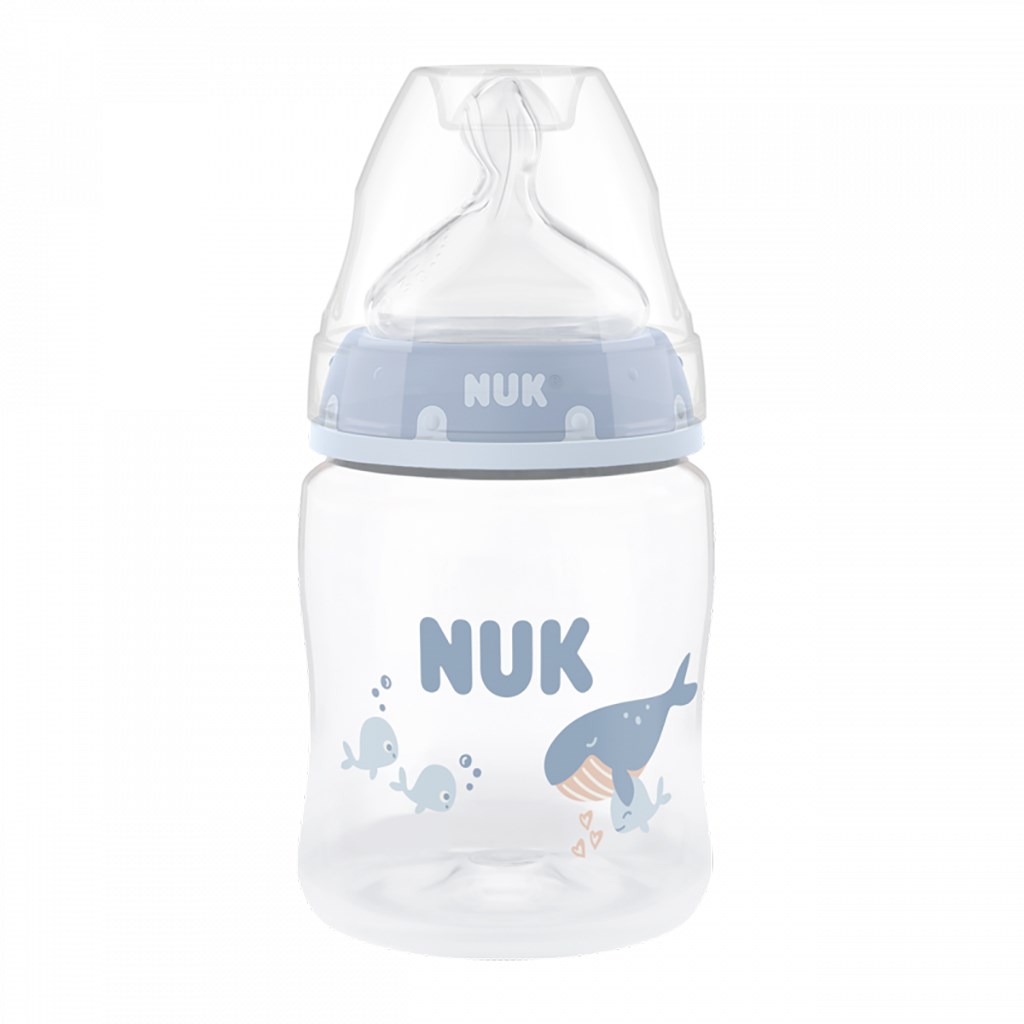 Dojcenska-flasa-NUK-First-Choice-Temperature-Control-150-ml-Whale Dojčenská fľaša NUK First Choice Temperature Control 150 ml Whale – Obrázok 1