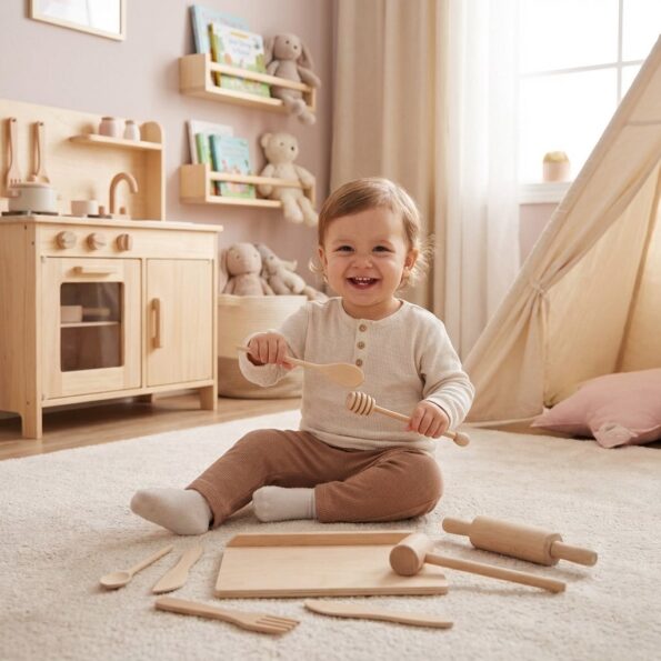 Drevená kuchynská sada pre malých šéfkuchárov Baby Mix – Obrázok 4