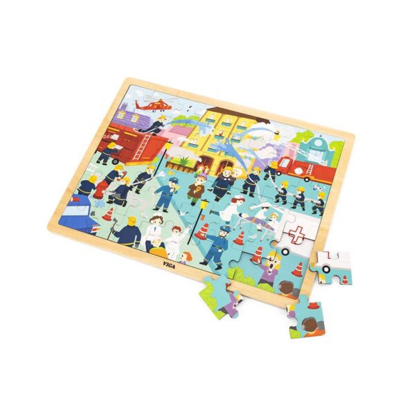 Drevené puzzle 48 dielikov Viga Hasiči – Obrázok 2