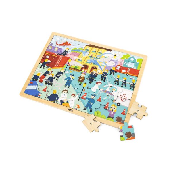 Drevené puzzle 48 dielikov Viga Hasiči – Obrázok 3