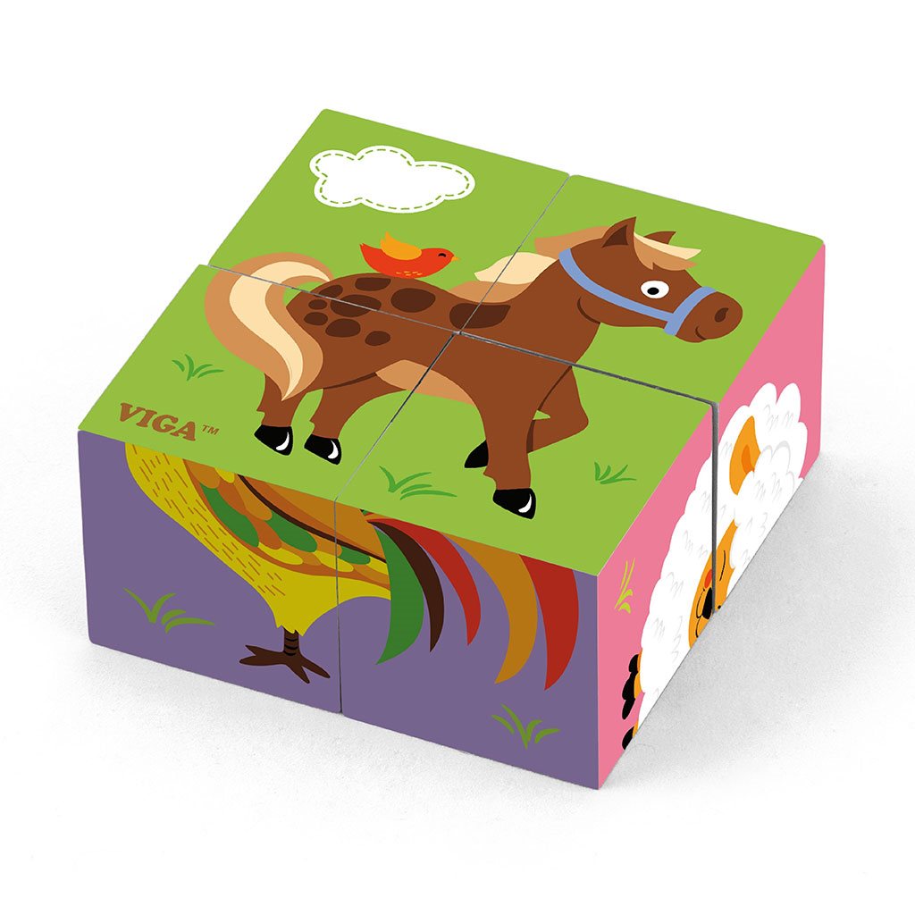 Drevene-puzzle-kocky-pre-najmensich-Viga-Farma Drevené puzzle kocky pre najmenších Viga Farma – Obrázok 1