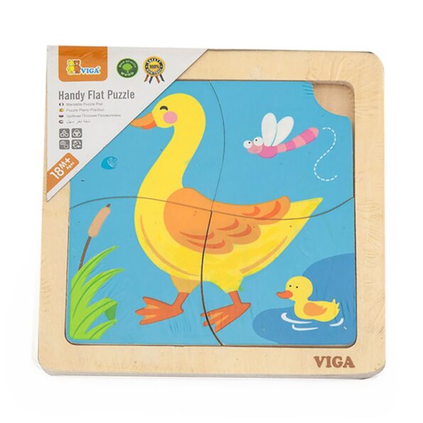 Drevené puzzle pre najmenších Viga 4 ks Kačička – Obrázok 2