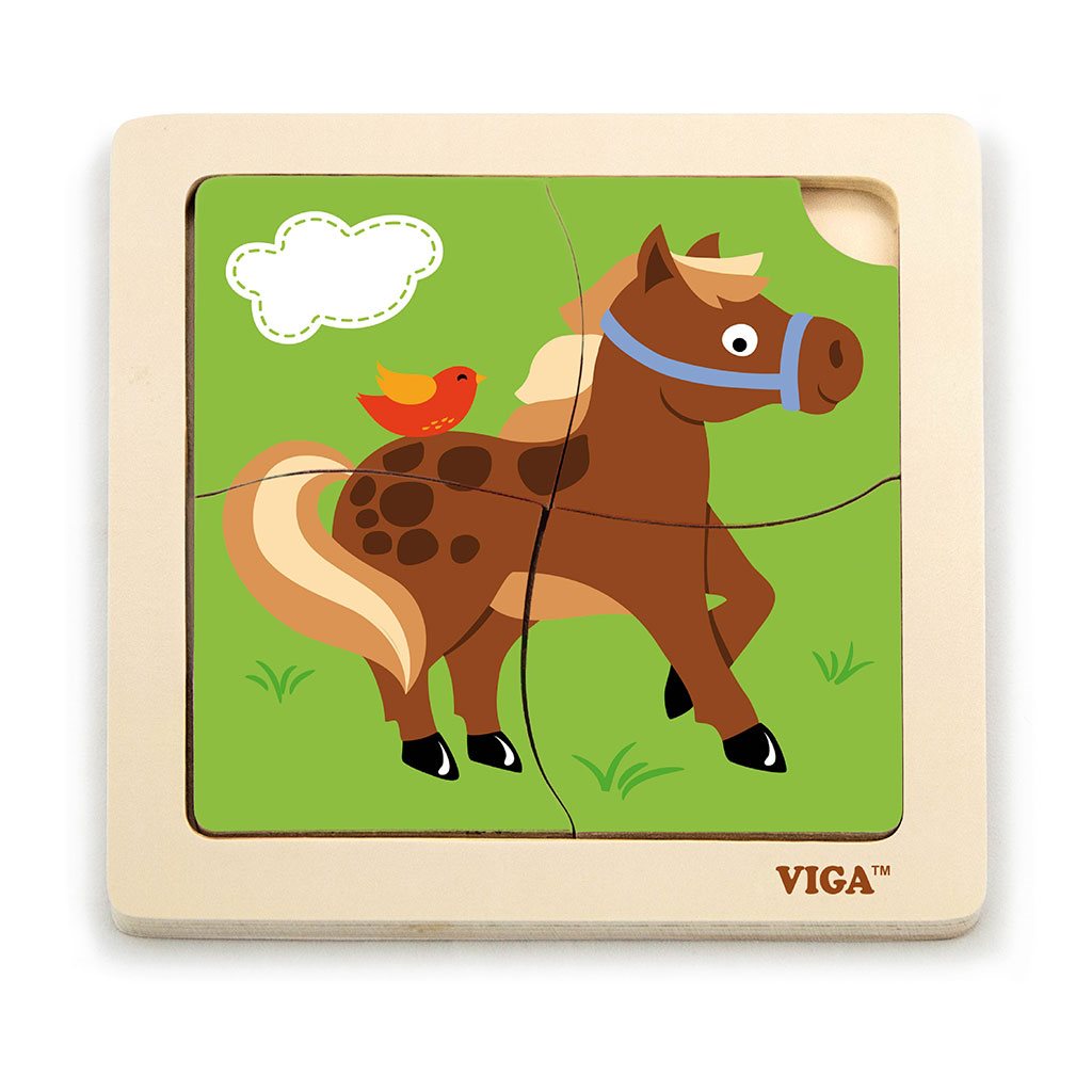 Drevene-puzzle-pre-najmensich-Viga-4-ks-Konik Drevené puzzle pre najmenších Viga 4 ks Koník – Obrázok 1