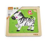 Drevené puzzle pre najmenších Viga 4 ks Zebra – Obrázok 2