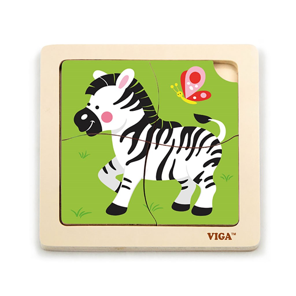 Drevene-puzzle-pre-najmensich-Viga-4-ks-Zebra Drevené puzzle pre najmenších Viga 4 ks Zebra – Obrázok 1