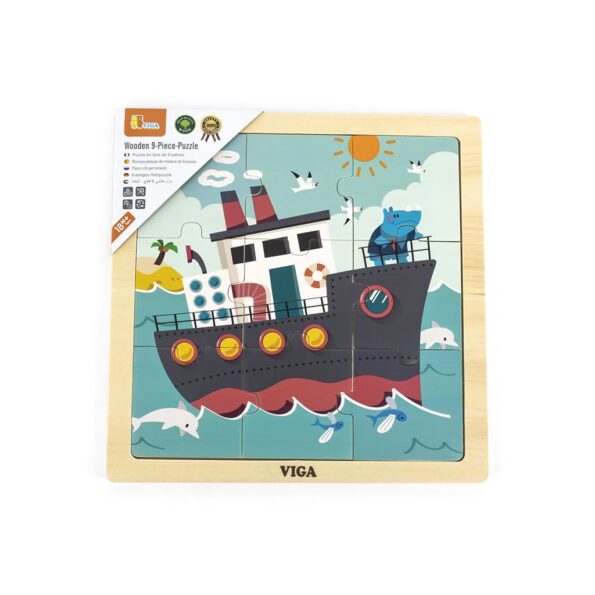Drevené puzzle pre najmenších Viga 9 ks Loď – Obrázok 2