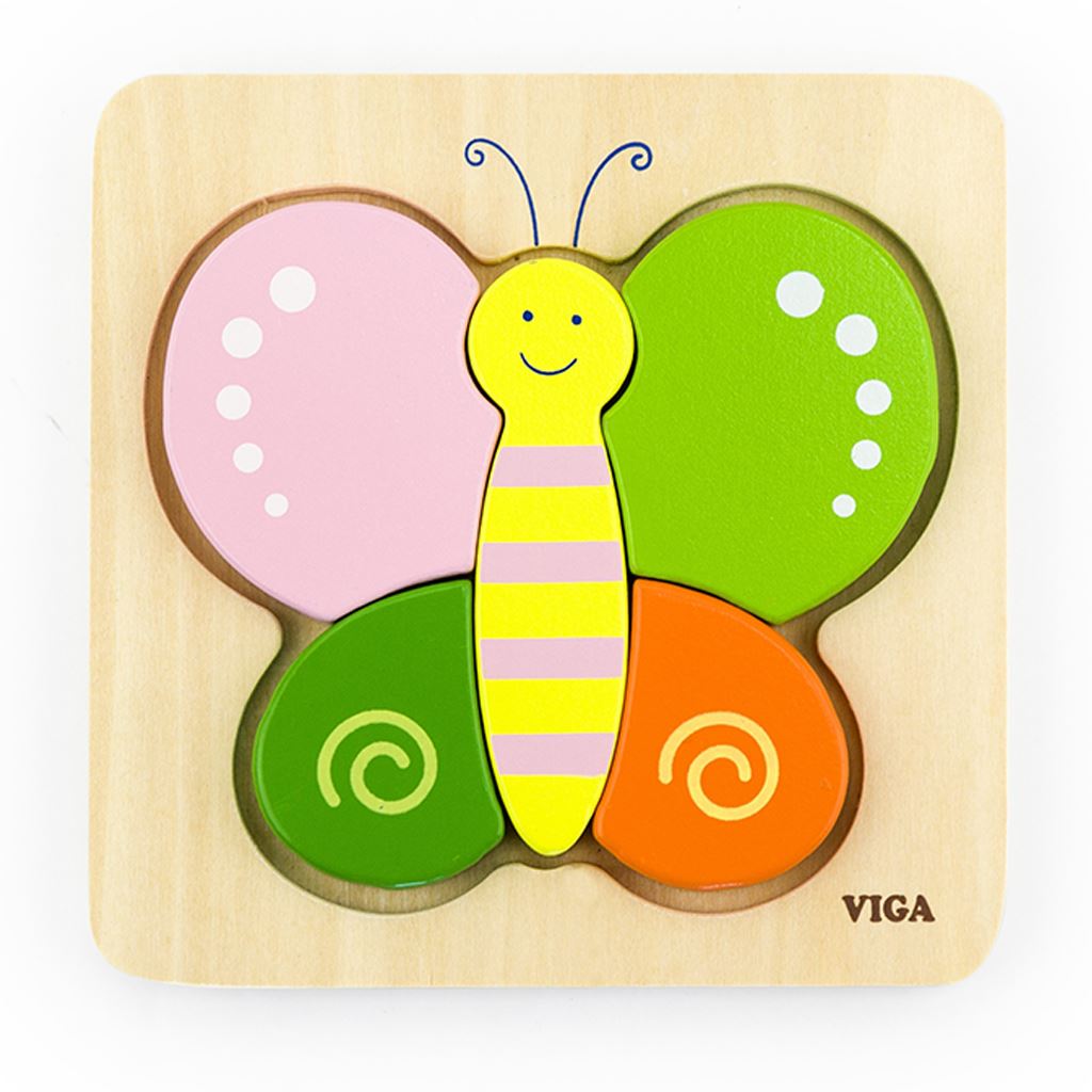 Drevene-puzzle-pre-najmensich-Viga-Motyl Drevené puzzle pre najmenších Viga Motýľ – Obrázok 1