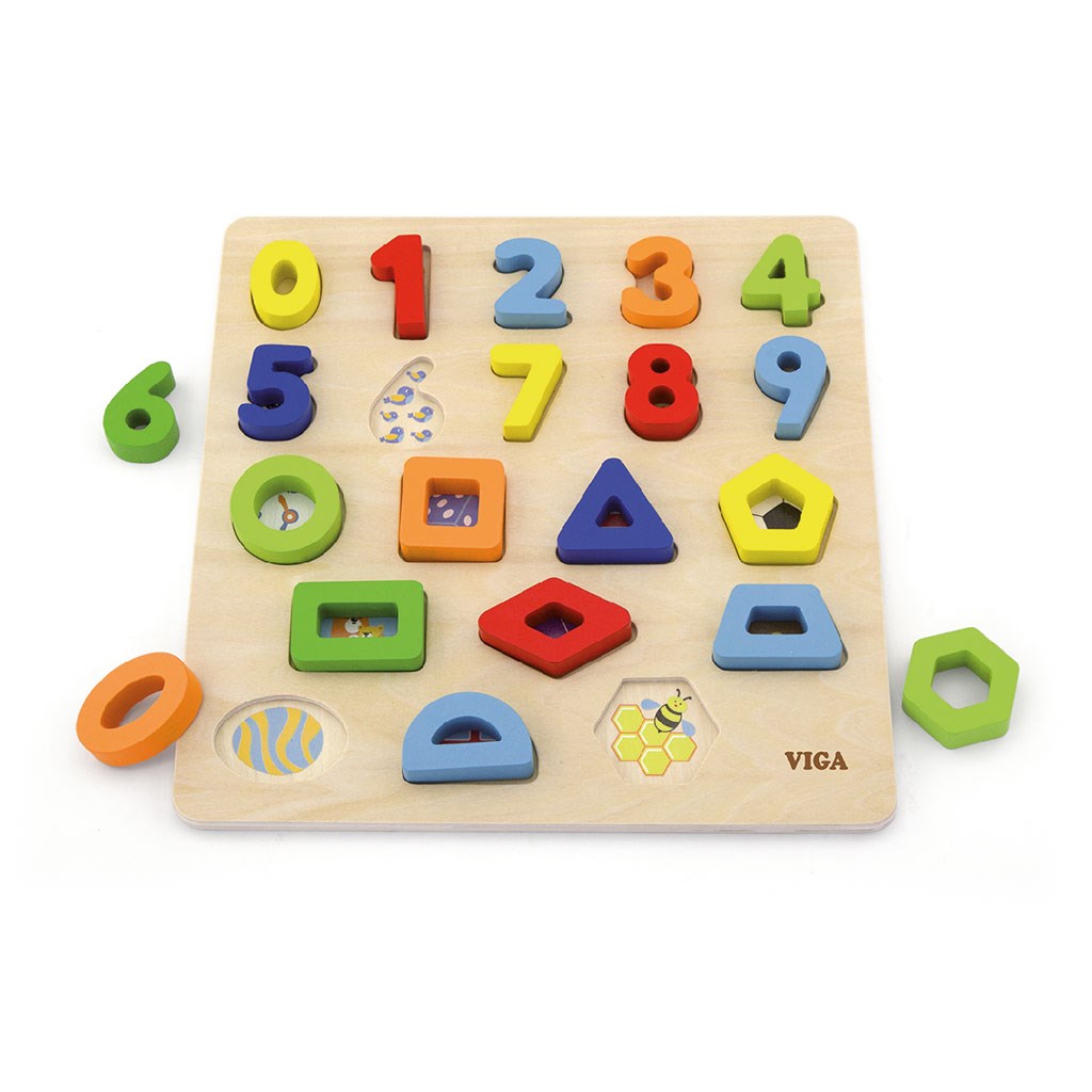 Drevene-vkladacie-puzzle-Viga-Cisla-a-tvary Drevené vkladacie puzzle Viga Čísla a tvary – Obrázok 1