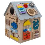 Drevený interaktívny domček Activity Board Baby Mix sivý – Obrázok 4