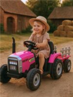 Elektrický traktor Baby Mix Erick s diaľkovým ovládačom ružový – Obrázok 2