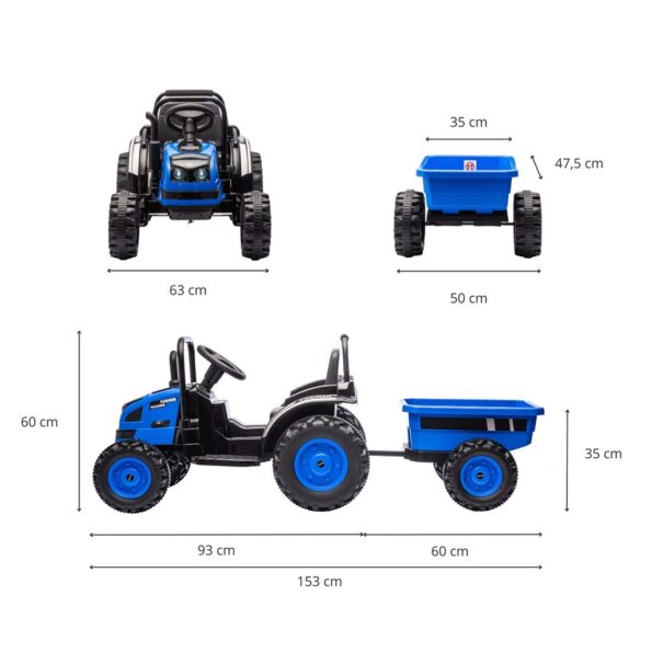 Elektrický traktor s prívesom Milly Mally Farmer modrý – Obrázok 11