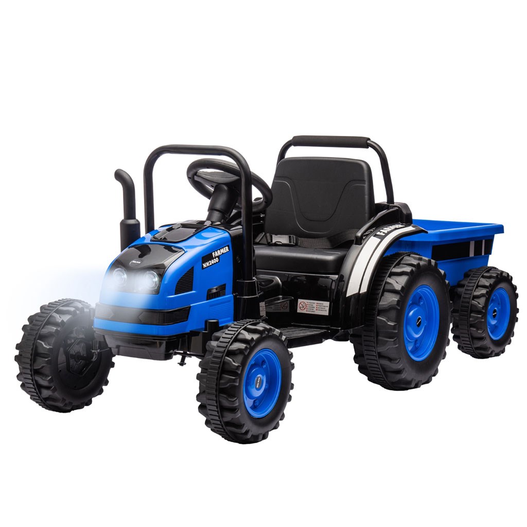 Elektricky-traktor-s-privesom-Milly-Mally-Farmer-modry Elektrický traktor s prívesom Milly Mally Farmer modrý – Obrázok 1