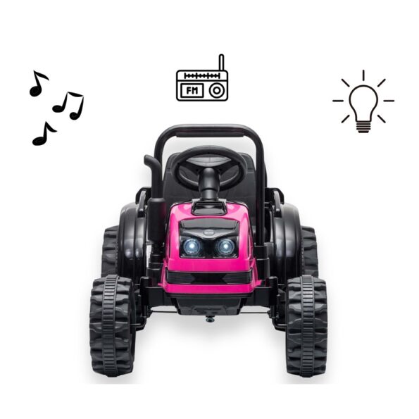 Elektrický traktor s prívesom Milly Mally Farmer ružová – Obrázok 13