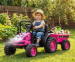 Elektrický traktor s prívesom Milly Mally Farmer ružová – Obrázok 15
