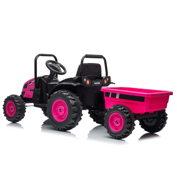Elektrický traktor s prívesom Milly Mally Farmer ružová – Obrázok 3