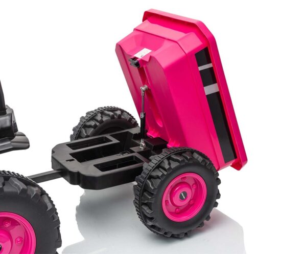 Elektrický traktor s prívesom Milly Mally Farmer ružová – Obrázok 7