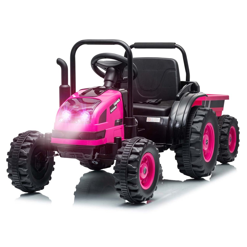 Elektricky-traktor-s-privesom-Milly-Mally-Farmer-ruzova Elektrický traktor s prívesom Milly Mally Farmer ružová – Obrázok 1