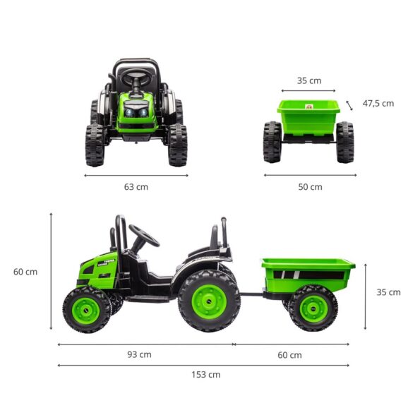 Elektrický traktor s prívesom Milly Mally Farmer zelený – Obrázok 11