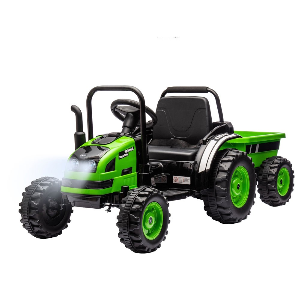 Elektricky-traktor-s-privesom-Milly-Mally-Farmer-zeleny Elektrický traktor s prívesom Milly Mally Farmer zelený – Obrázok 1