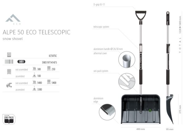 Hrablo Prosperplast ALPE 50 ECO telescopic matne čierne – Obrázok 2