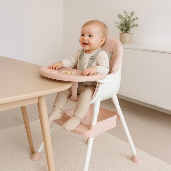 Jedálenská stolička Baby Mix Nora dusty pink – Obrázok 8
