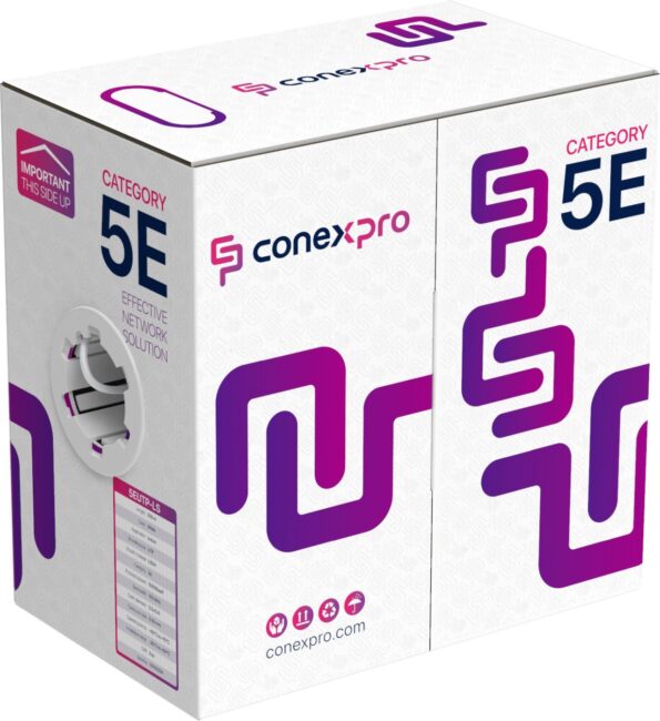 Kábel Conexpro UTP kábel, CAT5e, LSOH, 24AWG, 305m, biely – Obrázok 2