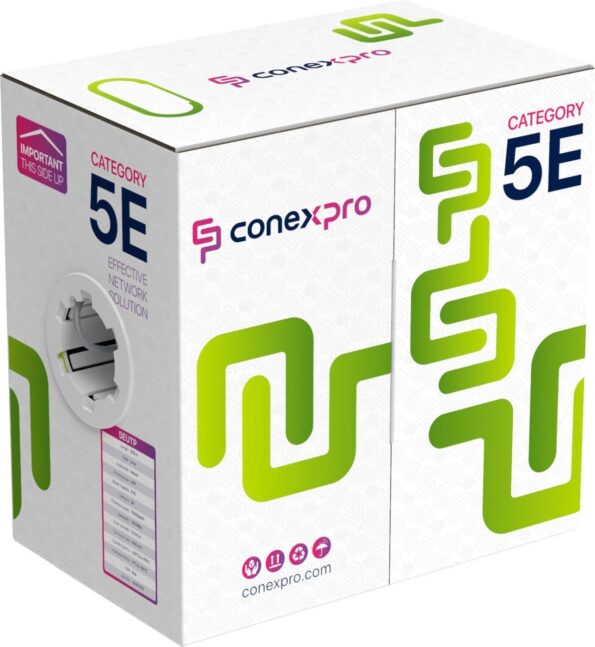 Kábel Conexpro UTP kábel, CAT5e, PVC, 24AWG, 305m, sivý – Obrázok 2