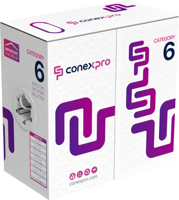 Kábel Conexpro UTP kábel, CAT6, LSOH, 24AWG, 305m, biely – Obrázok 2