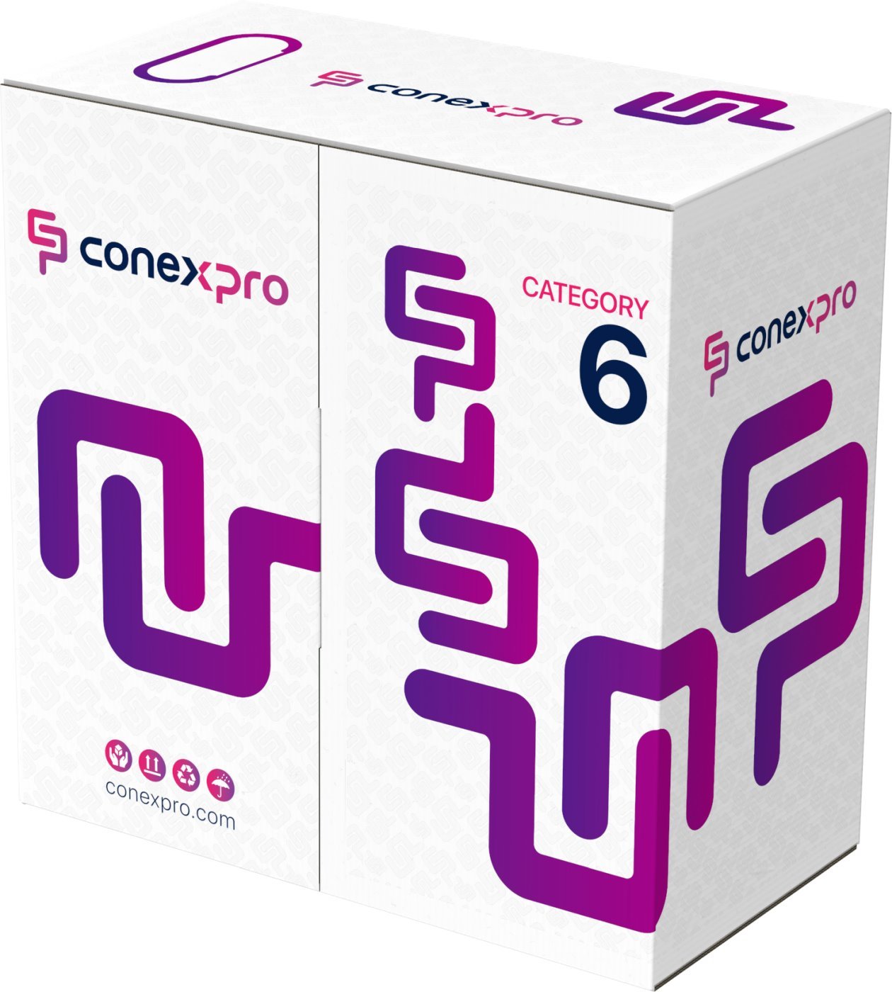 Kabel-Conexpro-UTP-kabel-CAT6-LSOH-24AWG-305m-biely Kábel Conexpro UTP kábel, CAT6, LSOH, 24AWG, 305m, biely – Obrázok 1
